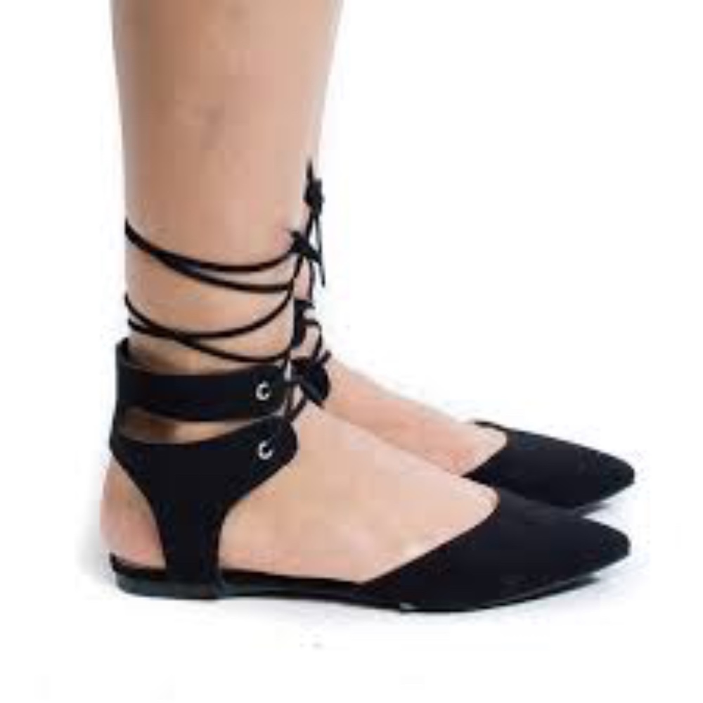 Breckelle's Gladiator Lace Up Flats Mules - Picture 3 of 5